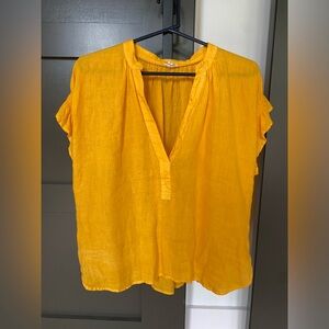 Beautiful golden colored linen blend blouse, Pilcro